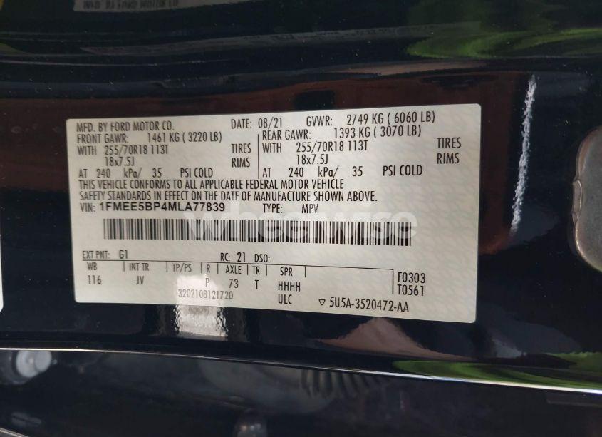 Photo 9 of 2021 Ford Bronco OUTER BANKS (VIN 1FMEE5BP4MLA77839)