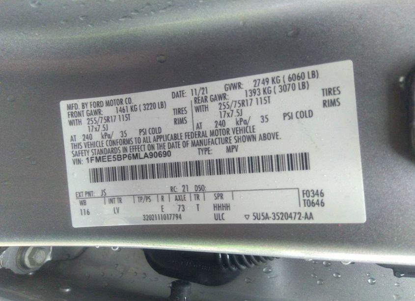 Photo 9 of 2021 Ford Bronco BIG BEND/BLACK DIAMOND/OUTER BANKS (VIN 1FMEE5BP6MLA90690)