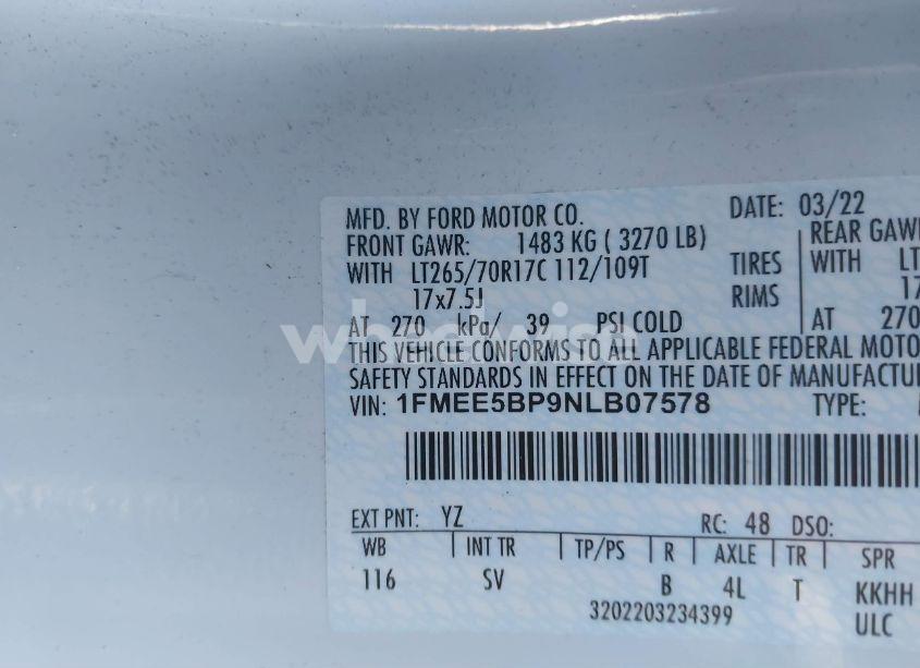 Photo 9 of 2022 Ford Bronco BLACK DIAMOND (VIN 1FMEE5BP9NLB07578)