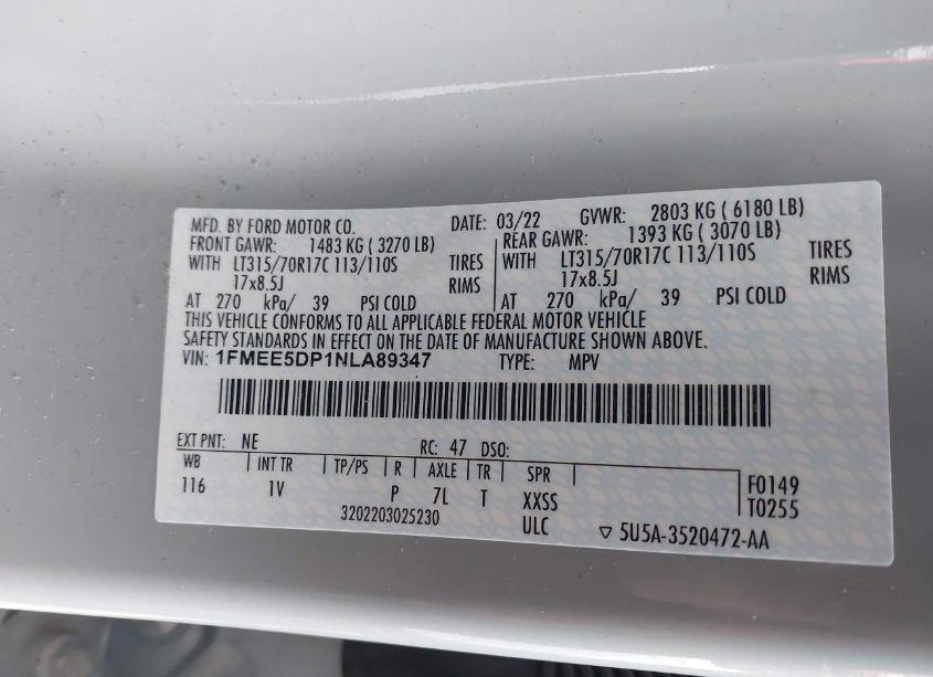 Photo 9 of 2022 Ford Bronco BADLANDS (VIN 1FMEE5DP1NLA89347)