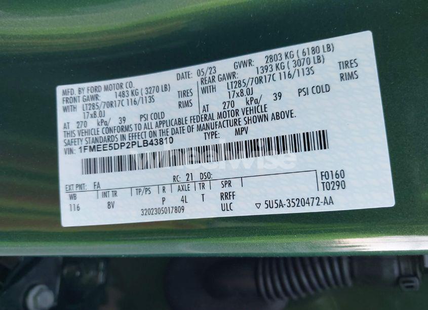 Photo 9 of 2023 Ford Bronco BADLANDS (VIN 1FMEE5DP2PLB43810)