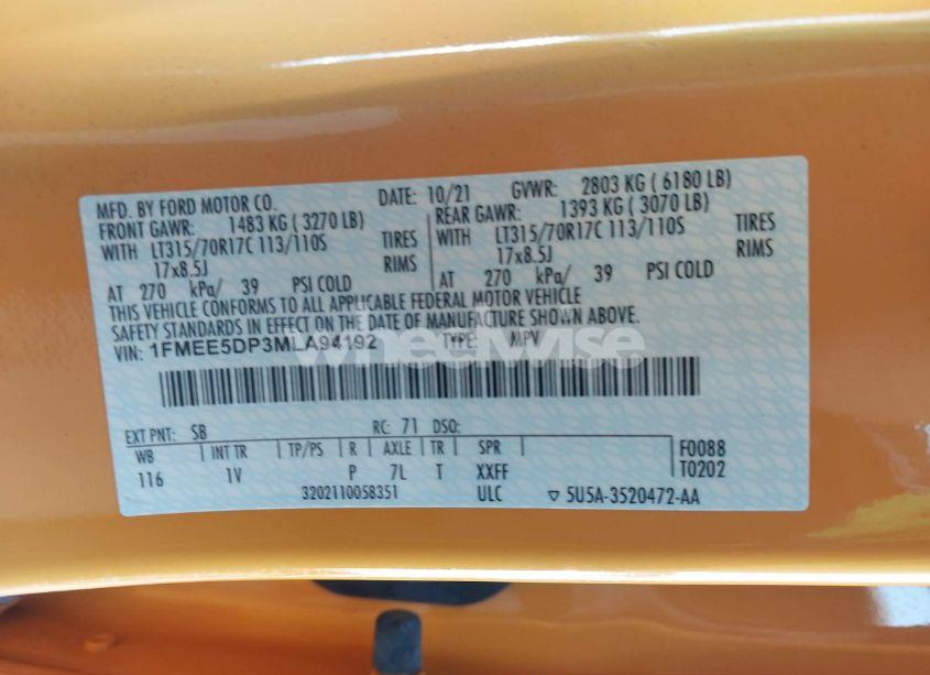 Photo 9 of 2021 Ford Bronco (VIN 1FMEE5DP3MLA94192)