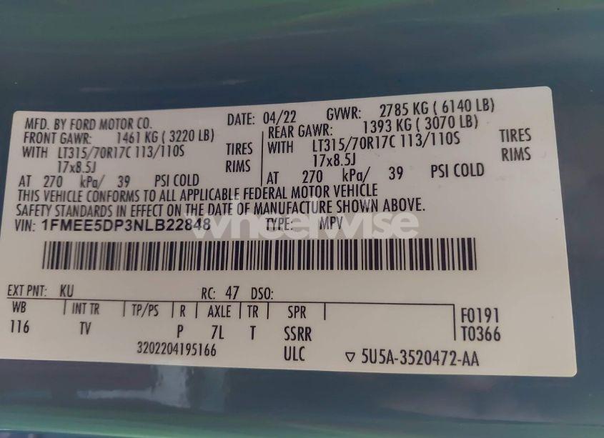 Photo 9 of 2022 Ford Bronco WILDTRAK (VIN 1FMEE5DP3NLB22848)