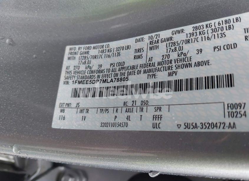 Photo 9 of 2021 Ford Bronco BADLANDS (VIN 1FMEE5DP7MLA78805)