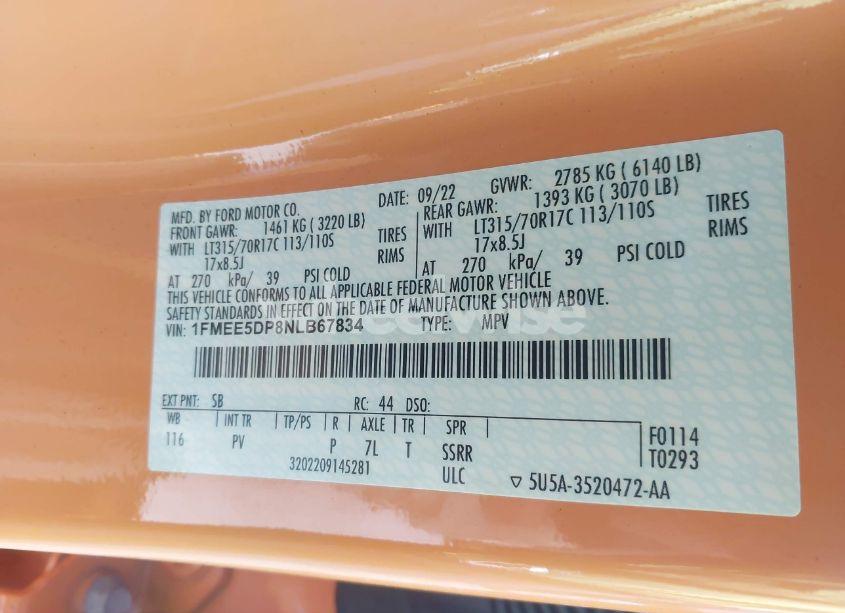 Photo 9 of 2022 Ford Bronco WILDTRAK (VIN 1FMEE5DP8NLB67834)