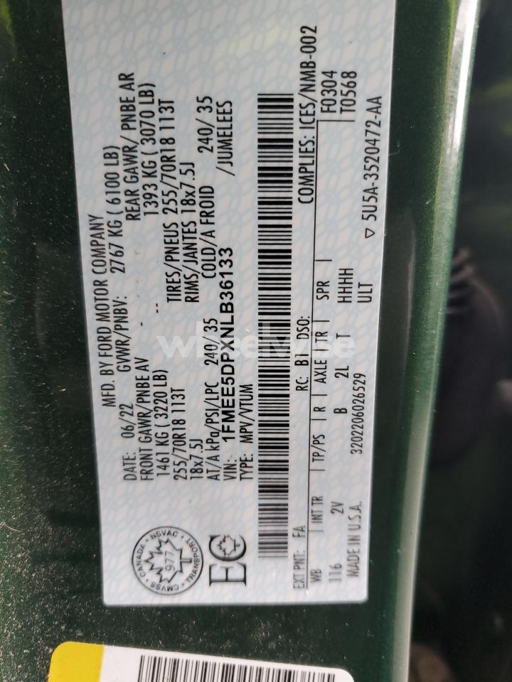 Photo 14 of 2022 FORD BRONCO BASE N/A (VIN 1FMEE5DPXNLB36133)