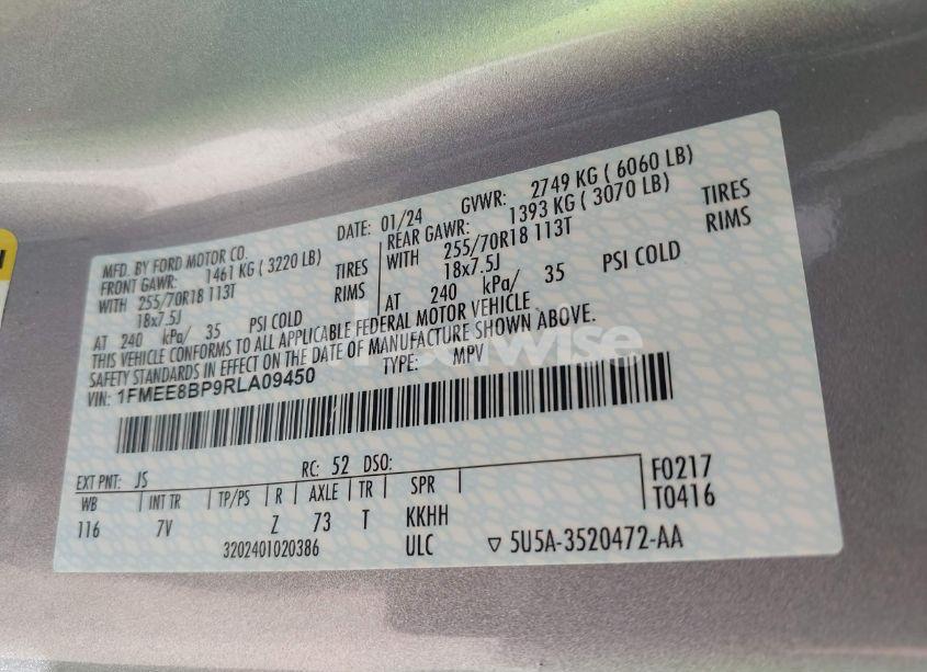 Photo 9 of 2024 Ford Bronco OUTER BANKS (VIN 1FMEE8BP9RLA09450)