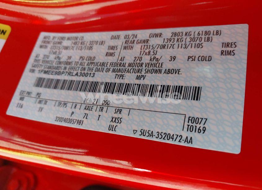 Photo 9 of 2024 Ford Bronco BADLANDS (VIN 1FMEE9BP7RLA30013)