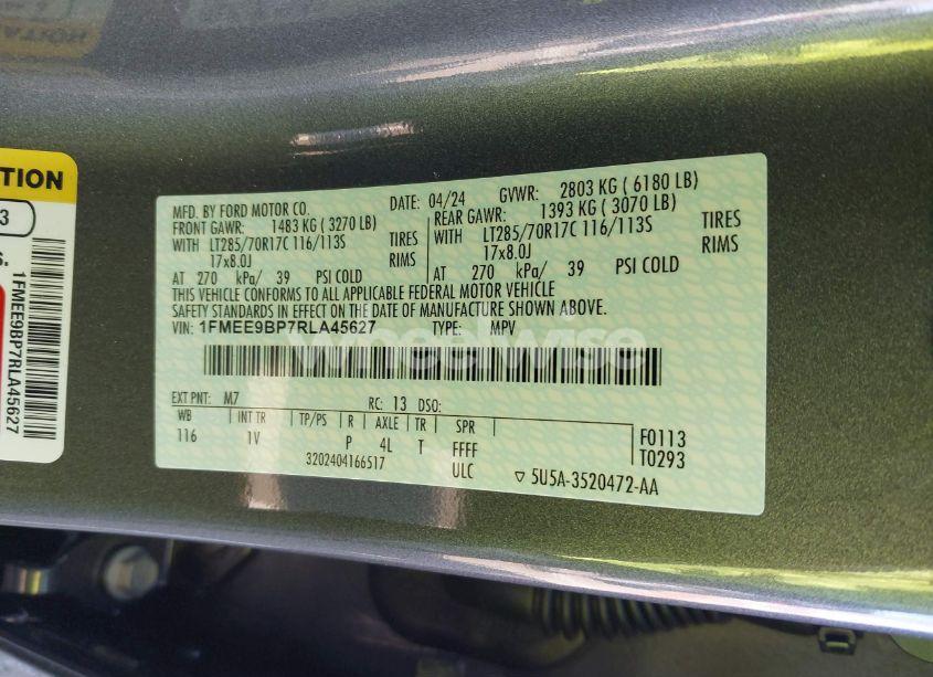 Photo 9 of 2024 Ford Bronco BADLANDS (VIN 1FMEE9BP7RLA45627)