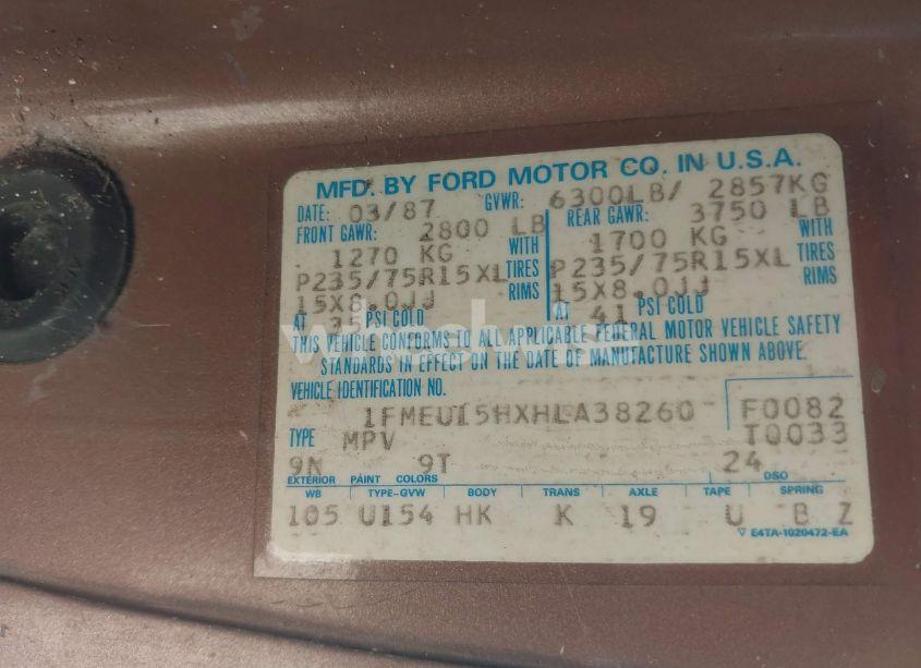 Photo 9 of 1987 Ford Bronco U100 (VIN 1FMEU15HXHLA38260)