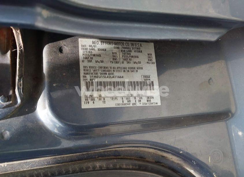 Photo 9 of 2002 Ford Expedition XLT (VIN 1FMEU15L42LA11664)