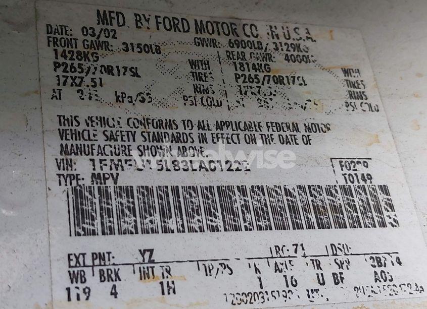 Photo 9 of 2003 Ford Expedition XLT (VIN 1FMEU15L83LA01222)