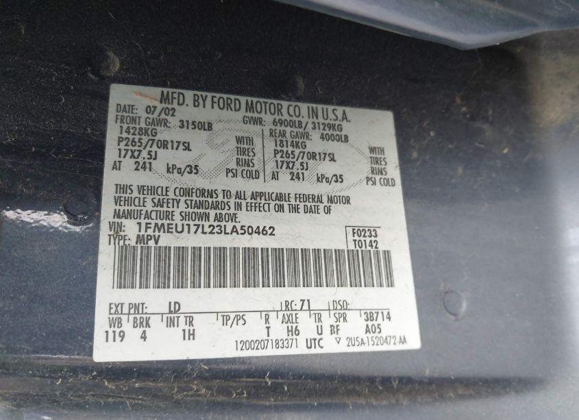 Photo 9 of 2003 Ford Expedition EDDIE BAUER (VIN 1FMEU17L23LA50462)