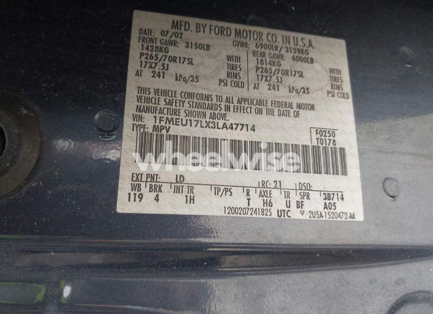 Photo 9 of 2003 Ford Expedition EDDIE BAUER (VIN 1FMEU17LX3LA47714)