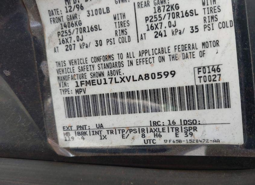 Photo 9 of 1997 Ford Expedition EDDIE BAUER/XLT (VIN 1FMEU17LXVLA80599)