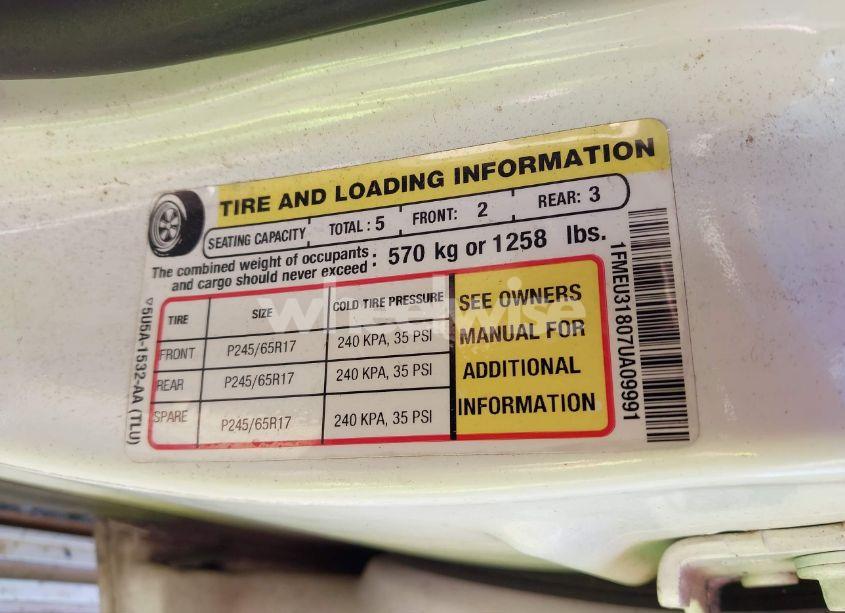 Photo 9 of 2007 Ford Explorer SPORT TRAC XLT (VIN 1FMEU31807UA09991)