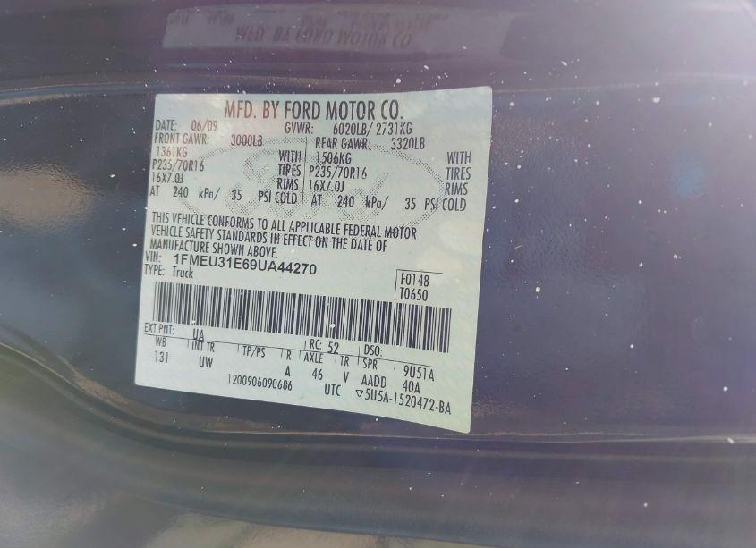 Photo 9 of 2009 Ford Explorer SPORT TRAC XLT (VIN 1FMEU31E69UA44270)