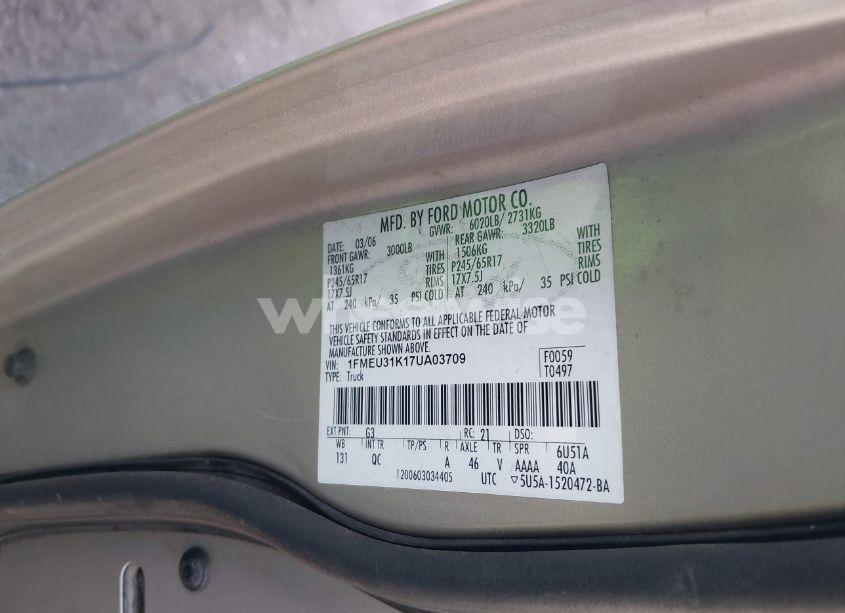 Photo 9 of 2007 Ford Explorer SPORT TRAC XLT (VIN 1FMEU31K17UA03709)