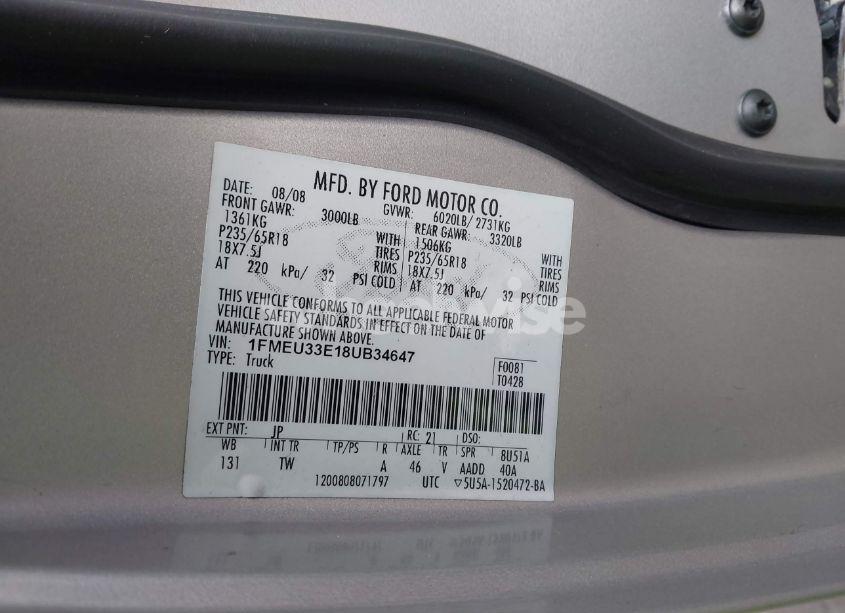 Photo 9 of 2008 Ford Explorer SPORT TRAC LIMITED (VIN 1FMEU33E18UB34647)