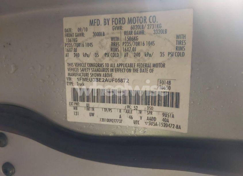 Photo 9 of 2010 Ford Explorer SPORT TRAC XLT (VIN 1FMEU3BE2AUF05872)