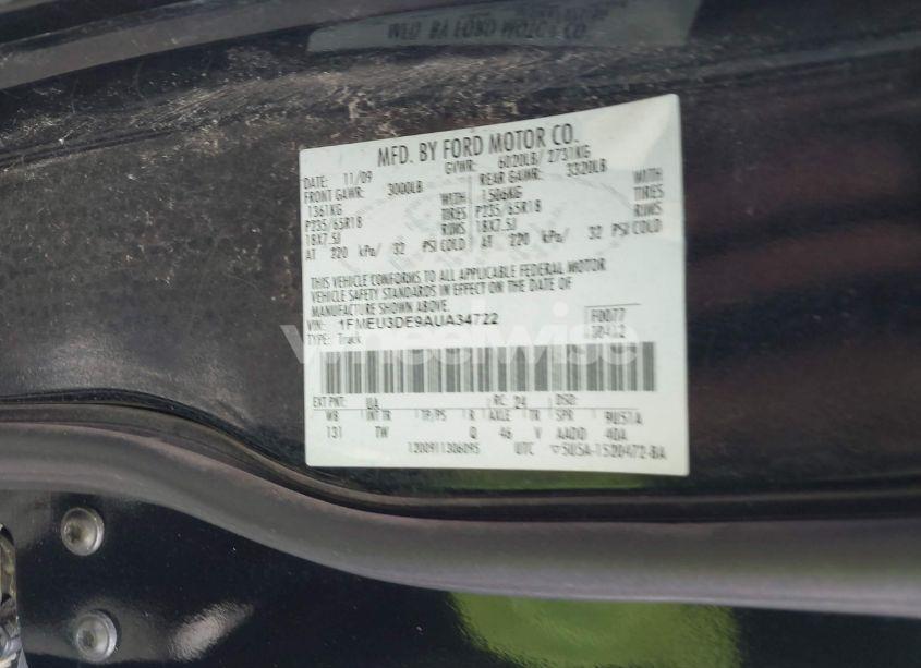 Photo 9 of 2010 Ford Explorer SPORT TRAC LIMITED (VIN 1FMEU3DE9AUA34722)