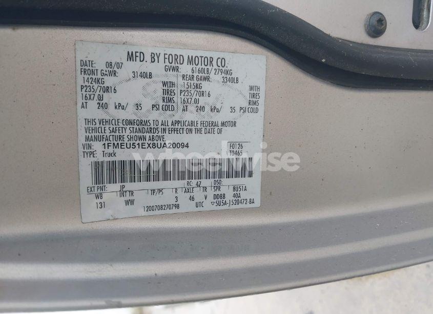 Photo 9 of 2008 Ford Explorer SPORT TRAC XLT (VIN 1FMEU51EX8UA20094)