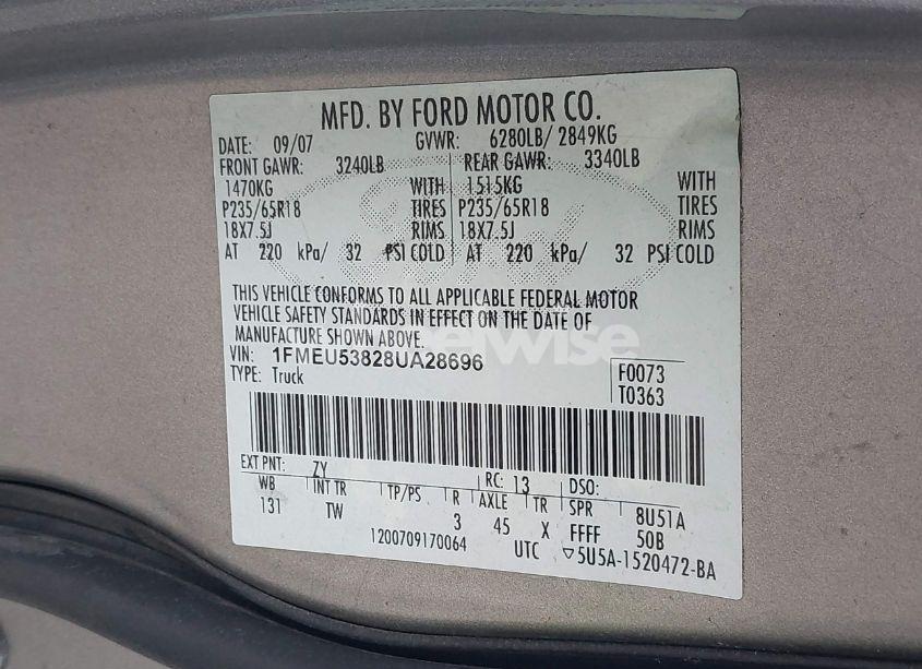 Photo 9 of 2008 Ford Explorer SPORT TRAC LIMITED (VIN 1FMEU53828UA28696)