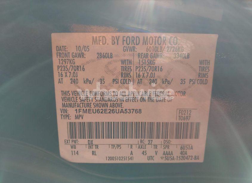 Photo 9 of 2006 Ford Explorer XLS (VIN 1FMEU62E26UA53768)