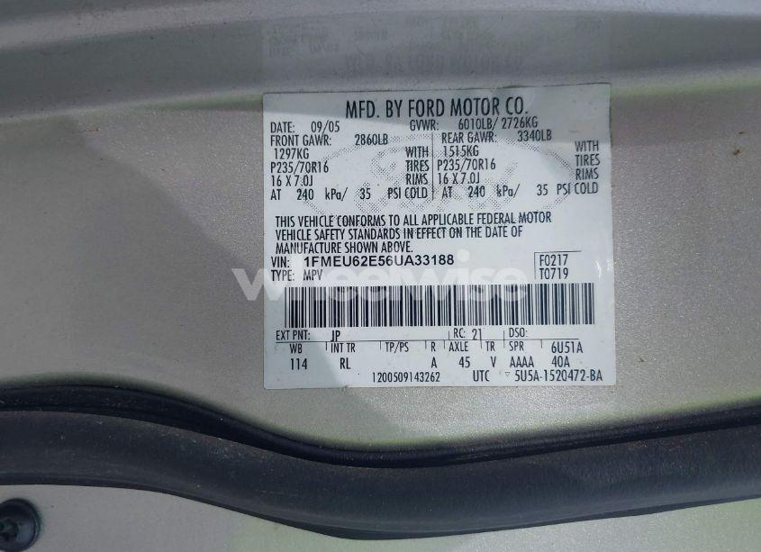 Photo 9 of 2006 Ford Explorer XLS (VIN 1FMEU62E56UA33188)