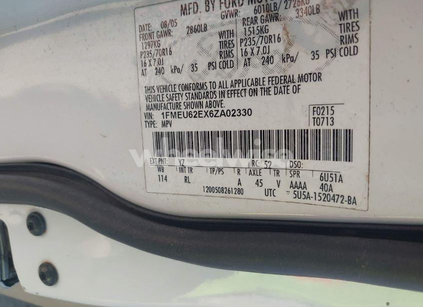 Photo 9 of 2006 Ford Explorer XLS (VIN 1FMEU62EX6ZA02330)