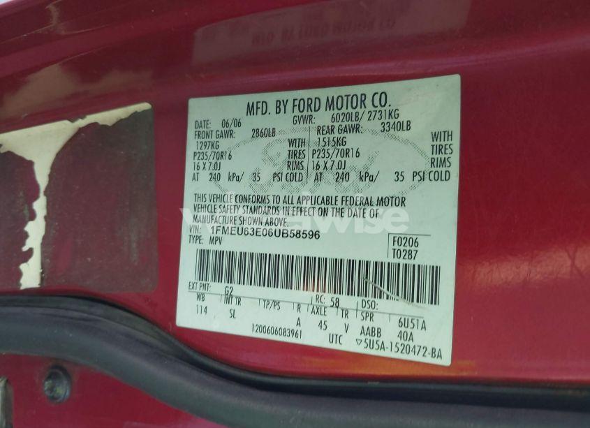 Photo 9 of 2006 Ford Explorer XLT (VIN 1FMEU63E06UB58596)