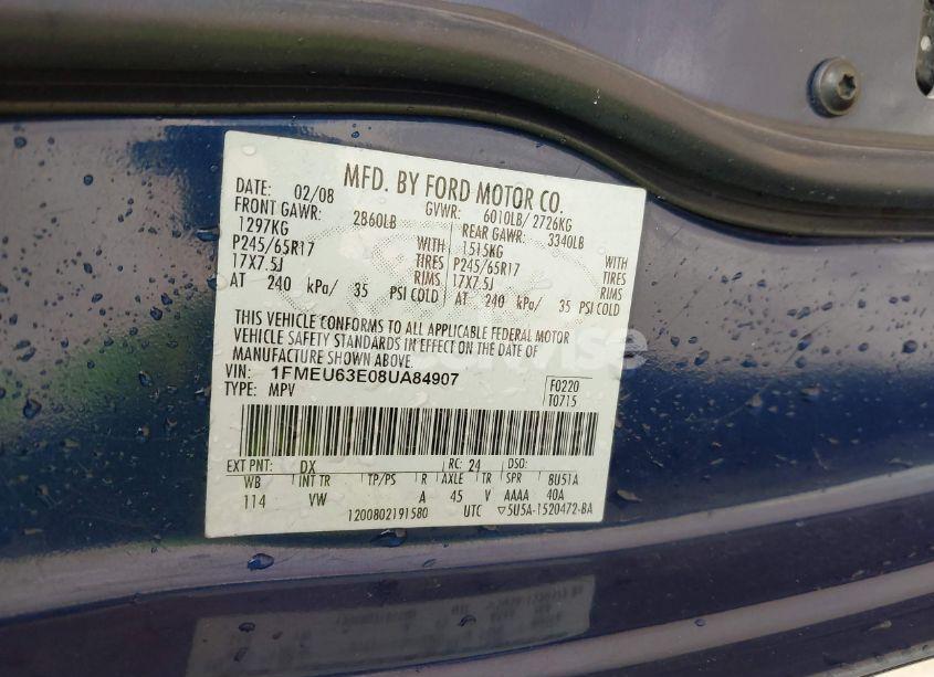 Photo 9 of 2008 Ford Explorer XLT (VIN 1FMEU63E08UA84907)