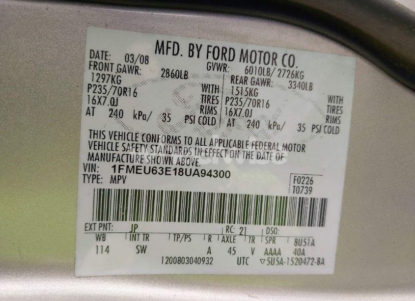 Photo 9 of 2008 Ford Explorer XLT (VIN 1FMEU63E18UA94300)