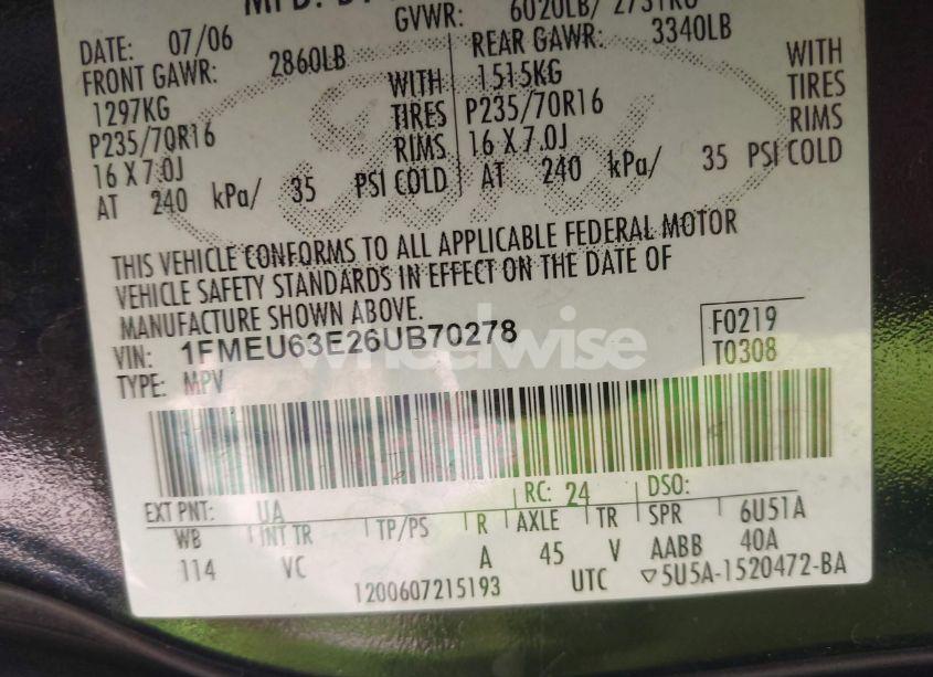 Photo 9 of 2006 Ford Explorer XLT (VIN 1FMEU63E26UB70278)