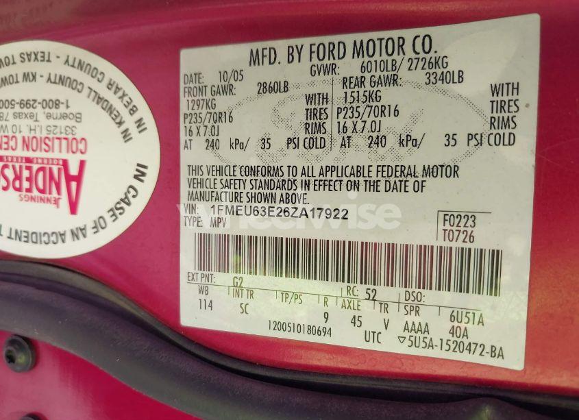 Photo 9 of 2006 Ford Explorer XLT (VIN 1FMEU63E26ZA17922)