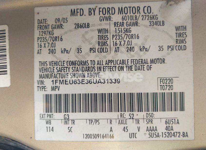 Photo 9 of 2006 Ford Explorer XLT (VIN 1FMEU63E36UA31339)