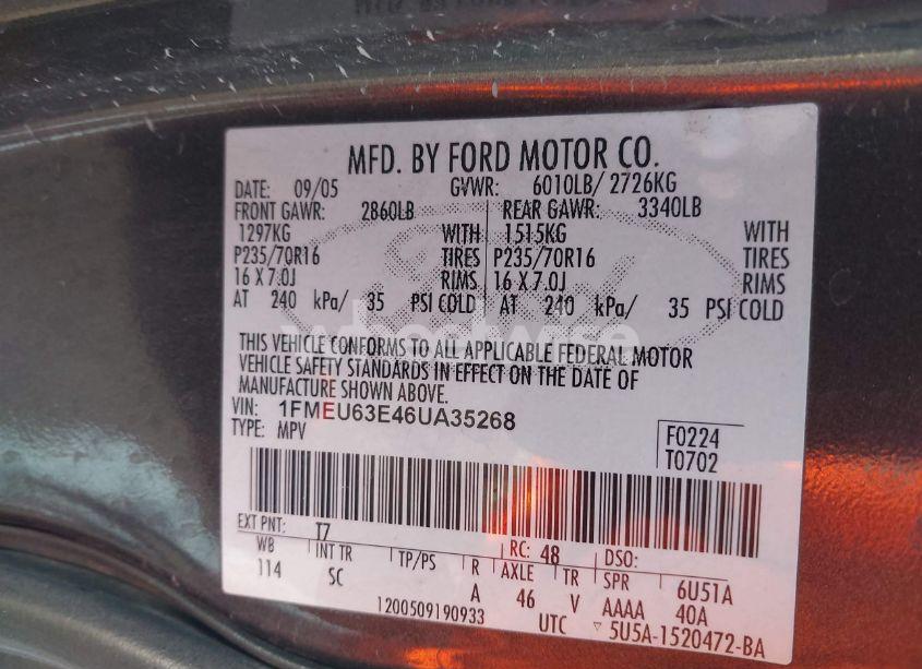 Photo 9 of 2006 Ford Explorer XLT (VIN 1FMEU63E46UA35268)