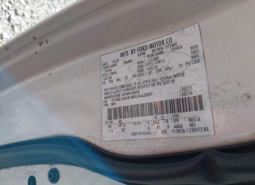 Photo 9 of 2008 Ford Explorer XLT (VIN 1FMEU63E48UA42997)