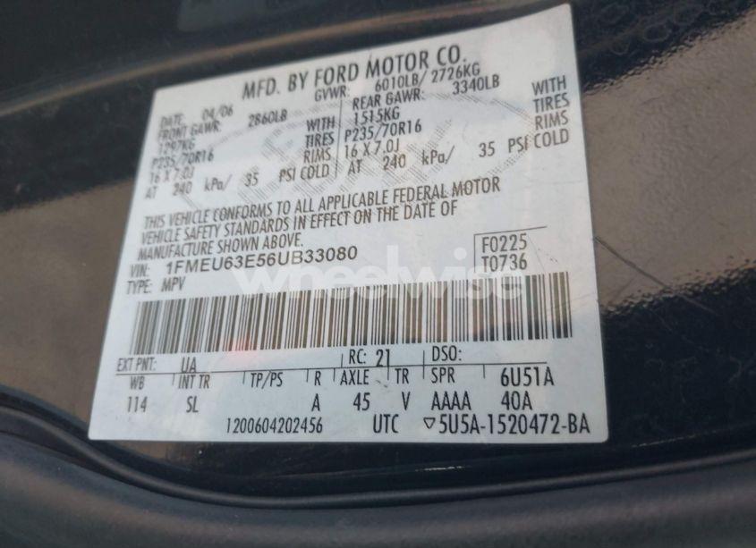 Photo 9 of 2006 Ford Explorer XLT (VIN 1FMEU63E56UB33080)