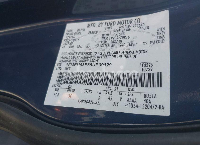 Photo 9 of 2008 Ford Explorer XLT (VIN 1FMEU63E68UB09129)