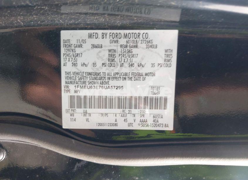 Photo 9 of 2006 Ford Explorer XLT (VIN 1FMEU63E76UA57295)