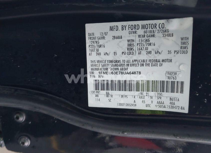 Photo 9 of 2008 Ford Explorer XLT (VIN 1FMEU63E78UA64878)