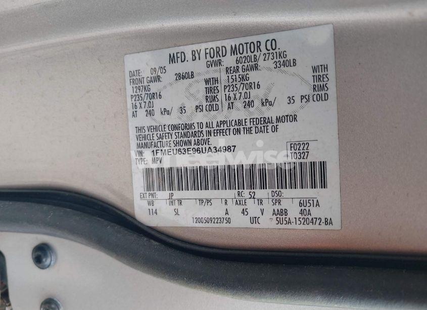 Photo 9 of 2006 Ford Explorer XLT (VIN 1FMEU63E96UA34987)