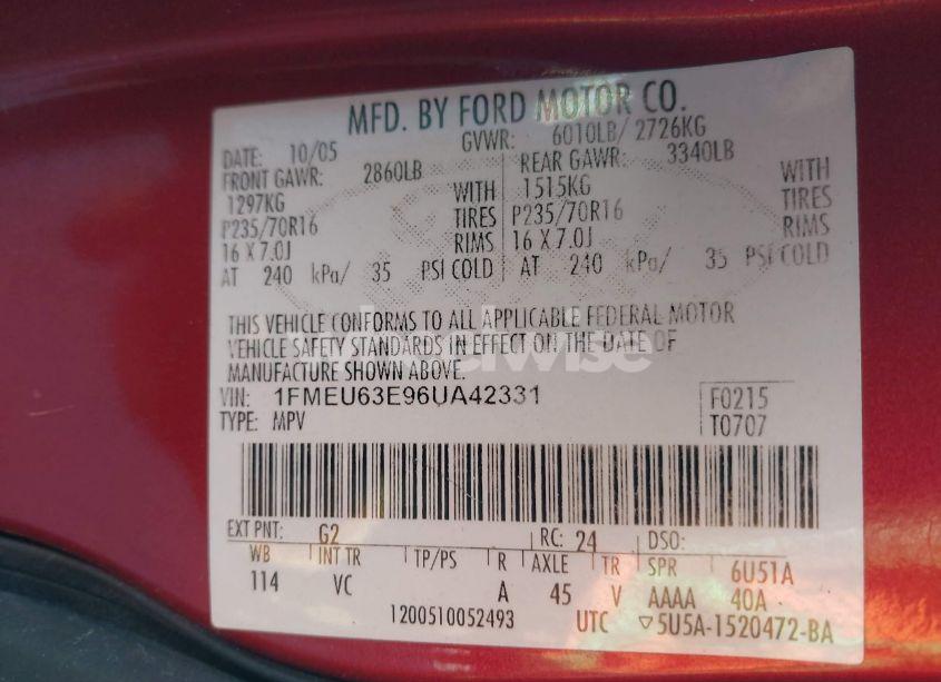 Photo 9 of 2006 Ford Explorer XLT (VIN 1FMEU63E96UA42331)