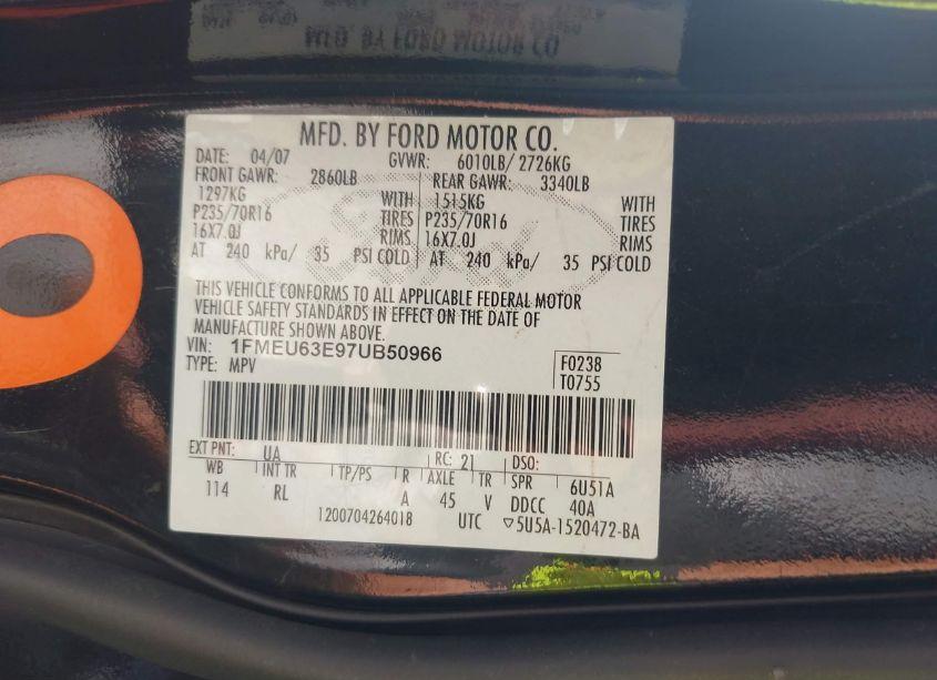 Photo 9 of 2007 Ford Explorer XLT (VIN 1FMEU63E97UB50966)