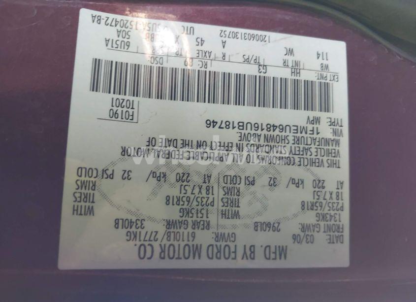 Photo 9 of 2006 Ford Explorer EDDIE BAUER (VIN 1FMEU64816UB18746)