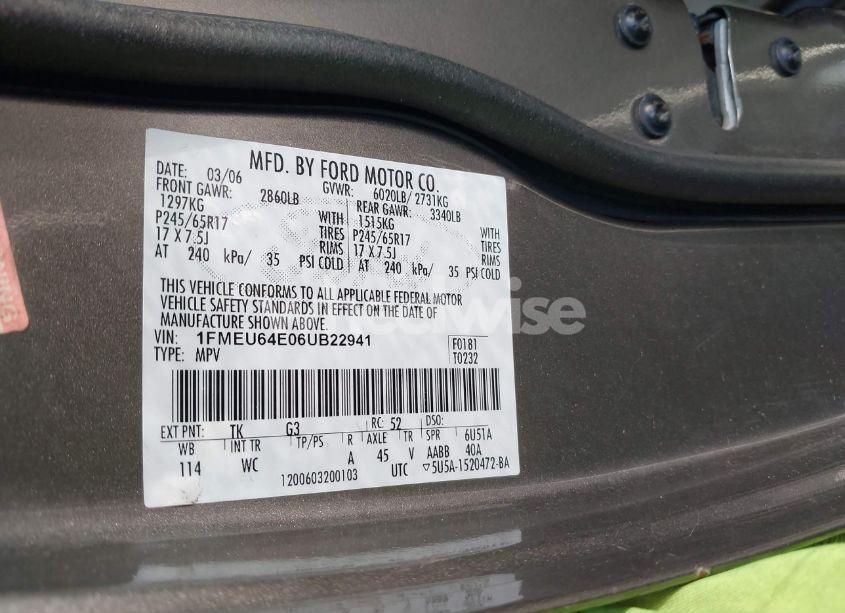 Photo 9 of 2006 Ford Explorer EDDIE BAUER (VIN 1FMEU64E06UB22941)