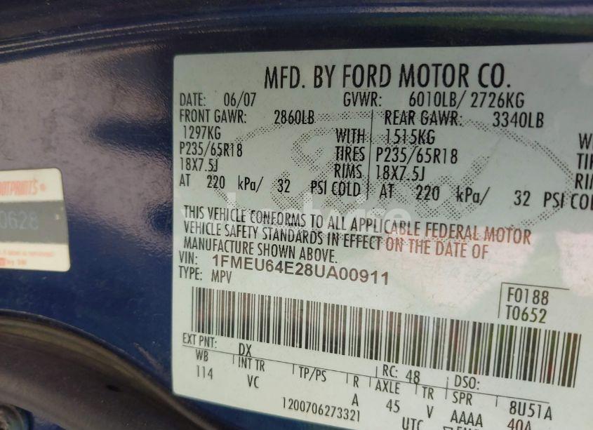 Photo 9 of 2008 Ford Explorer EDDIE BAUER (VIN 1FMEU64E28UA00911)