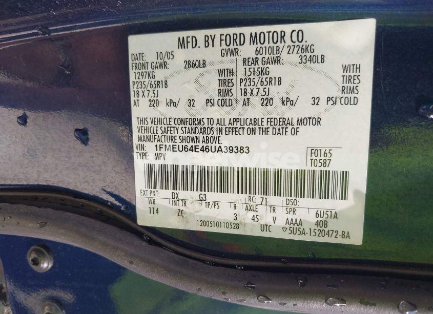 Photo 9 of 2006 Ford Explorer EDDIE BAUER (VIN 1FMEU64E46UA39383)