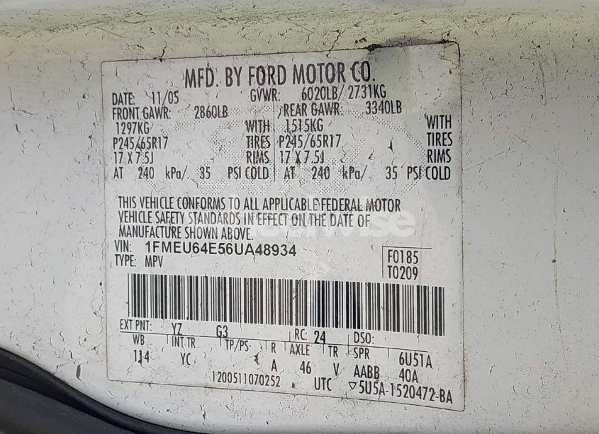 Photo 9 of 2006 Ford Explorer EDDIE BAUER (VIN 1FMEU64E56UA48934)